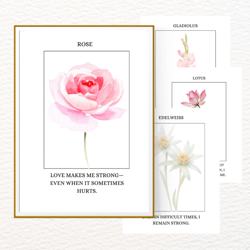 Flowers & Motherhood – Strong Collection - Set of 4 Printable Wall Art