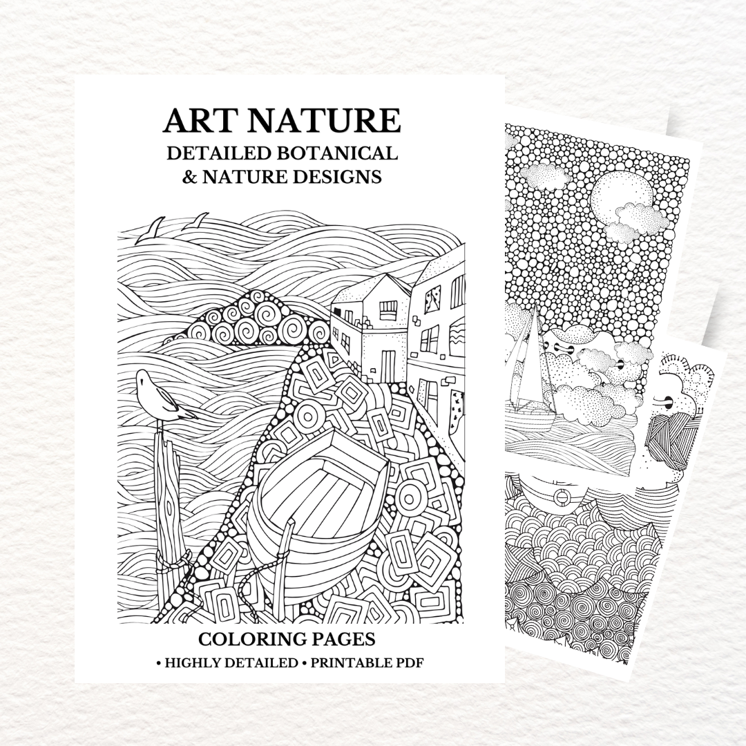 Art Nature Coloring Pages - Erdung & Nervensystem-Regulation durch Naturmotive