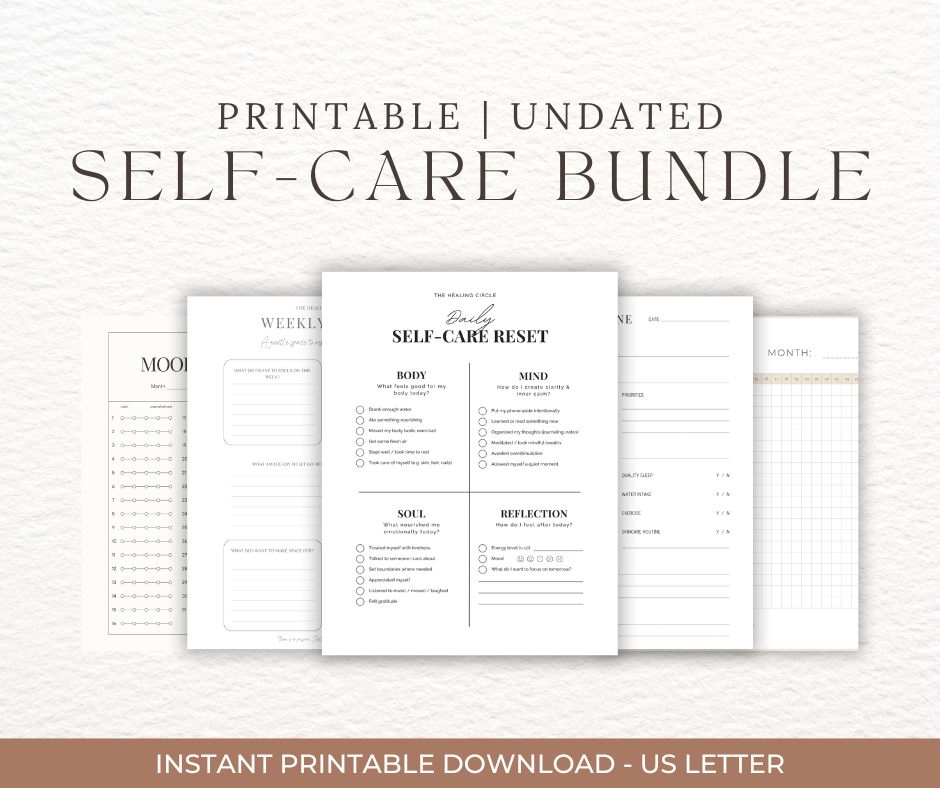 Self-Care Printable Bundle | Wellness Planner PDF